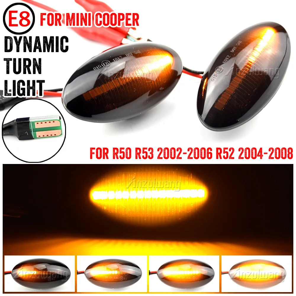 

2x Dynamic LED Side Marker Light For BMW MINI Cooper R50 R52 R53 2002 2003 2004 2005 2006-2008 Side Repeater Blinker Lamp