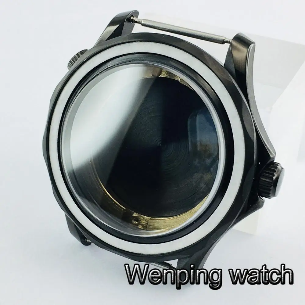 Черный чехол для часов из нержавеющей стали с сапфировым стеклом подходит ETA 2836