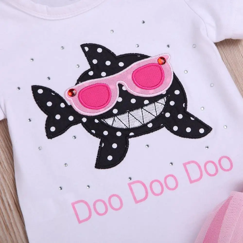 Летний детский комбинезон с короткими рукавами и рисунком акулы для