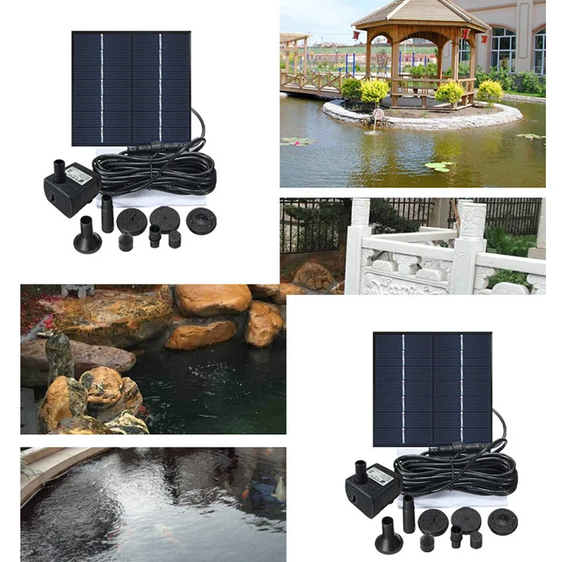 Водяной насос с солнечной панелью бесщеточный садовый для фонтана бассейна