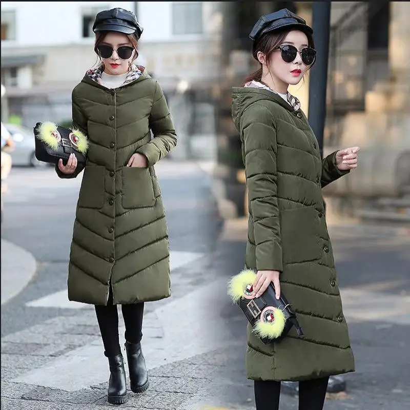 2019 Зимняя парка пуховое хлопковое Женское пальто с капюшоном зимняя Длинная
