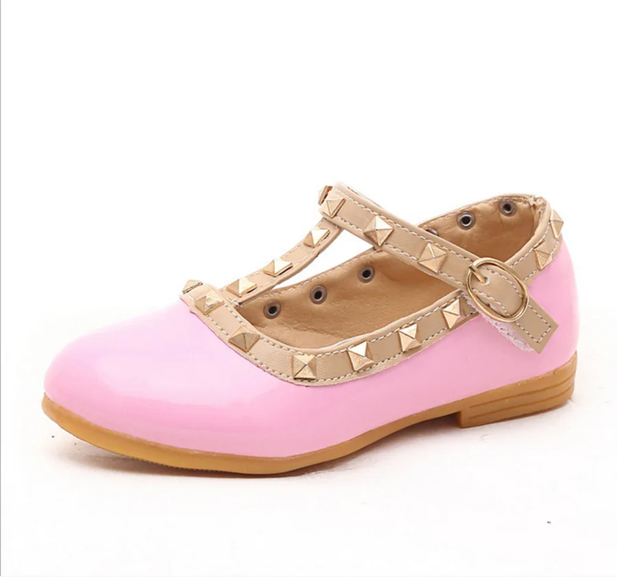 8816 pink Все размеры 21-36, обувь для девочек, новинка года, Весенняя детская обувь, обувь принцессы на плоской подошве с заклепками для девочек, стильные летние сандалии с Т-образным ремешком для девочек - Цвет: 8816 pink