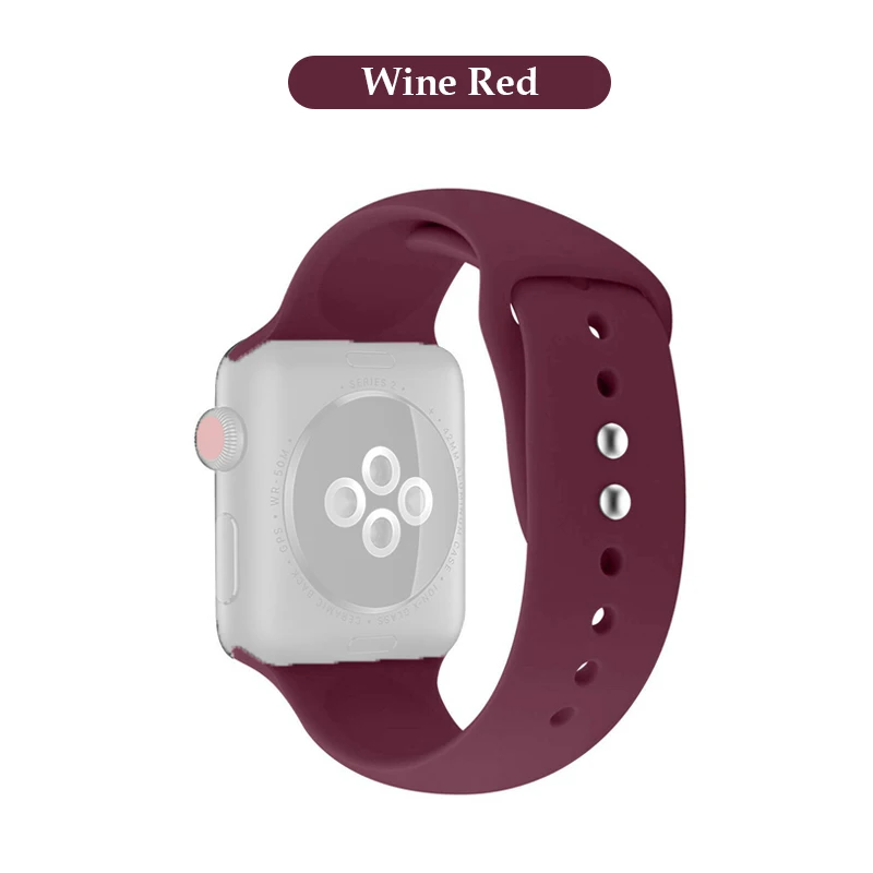 Wine Red Силиконовый сменный спортивный ремешок 38 мм 40 мм для Apple Watch Series 1 2 3 4 42 мм 44 мм ремешок на запястье для iWatch Sport Edition - Цвет: Wine Red