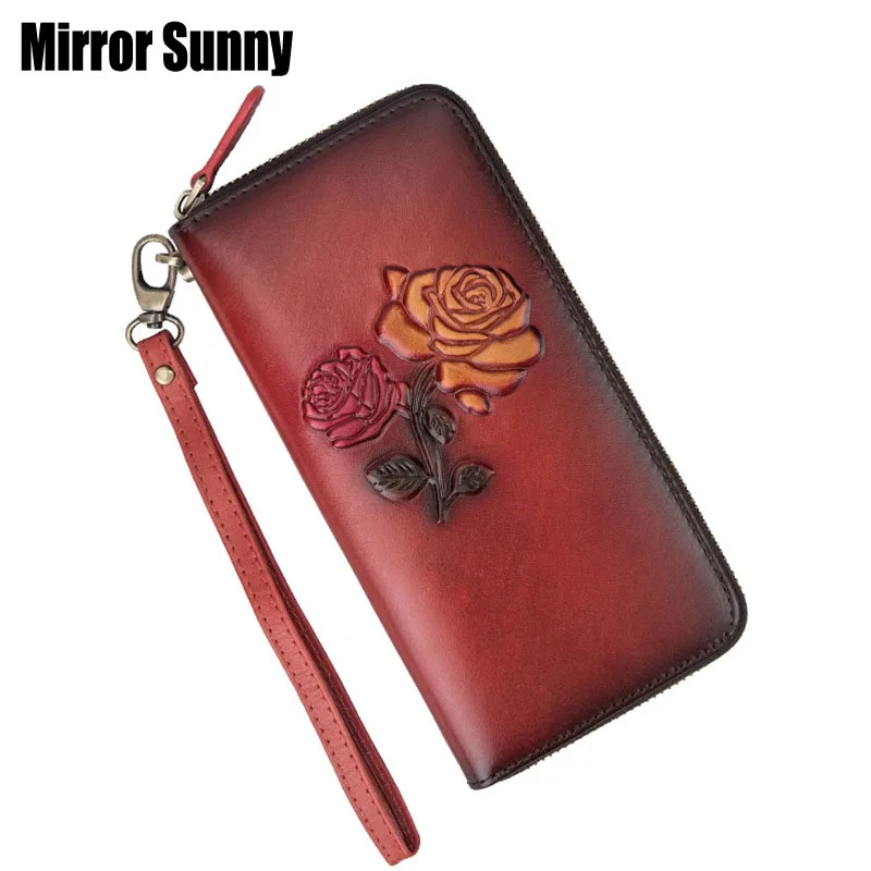 Новый длинный кошелек из воловьей кожи с верхним слоем Женский для телефона на