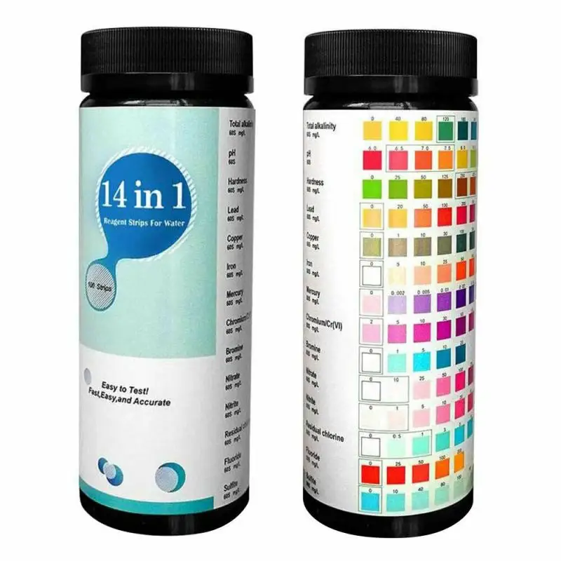 

14-in-1 Swimming Pool Drinking Water Quality Test Kit Chlorine PH Value Alkalinity Hardness Test Paper Test Strip 50 PCS/Bottle