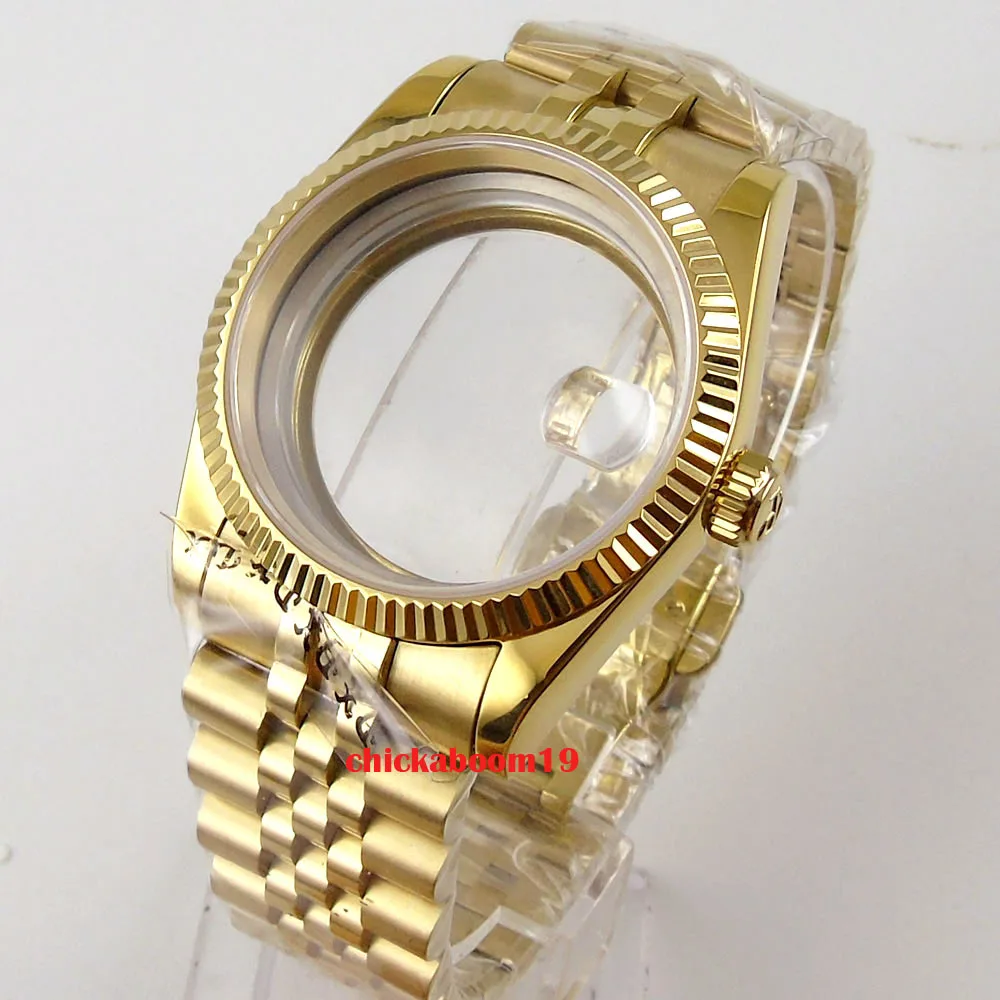 Чехол для часов с сапфировым покрытием прозрачный желтое золото 36 мм подходит ETA