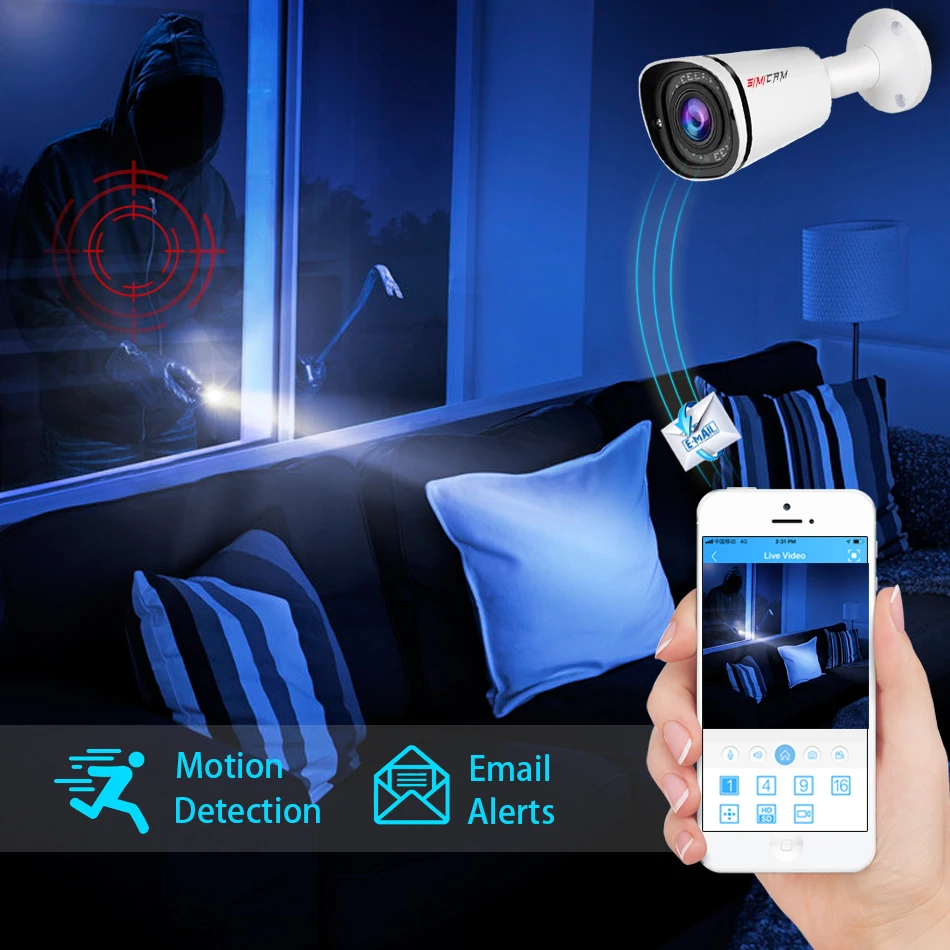 Комплект видеонаблюдения simicam наружная водонепроницаемая система безопасности