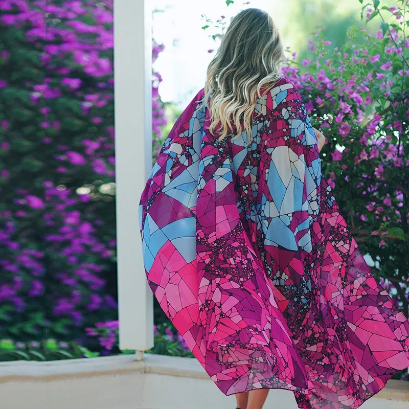 

Beach Dress Kaftan Pareo Sarongs Sexy Cover-Up Chiffon Bikini Swimwear Tunic Swimsuit Bathing Suit Cover Ups Robe De Plage