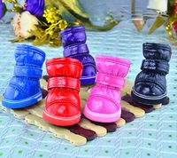 new fashion sports pu mirror leather winter warm pet dog shoes dog boot teddy puppy rain boot waterproof and non slip multicolor