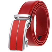 belt for mens fashion luxury red alloy automatic buckles leatherwaist belts for men pants buckles 3 5cm ratchet accessories