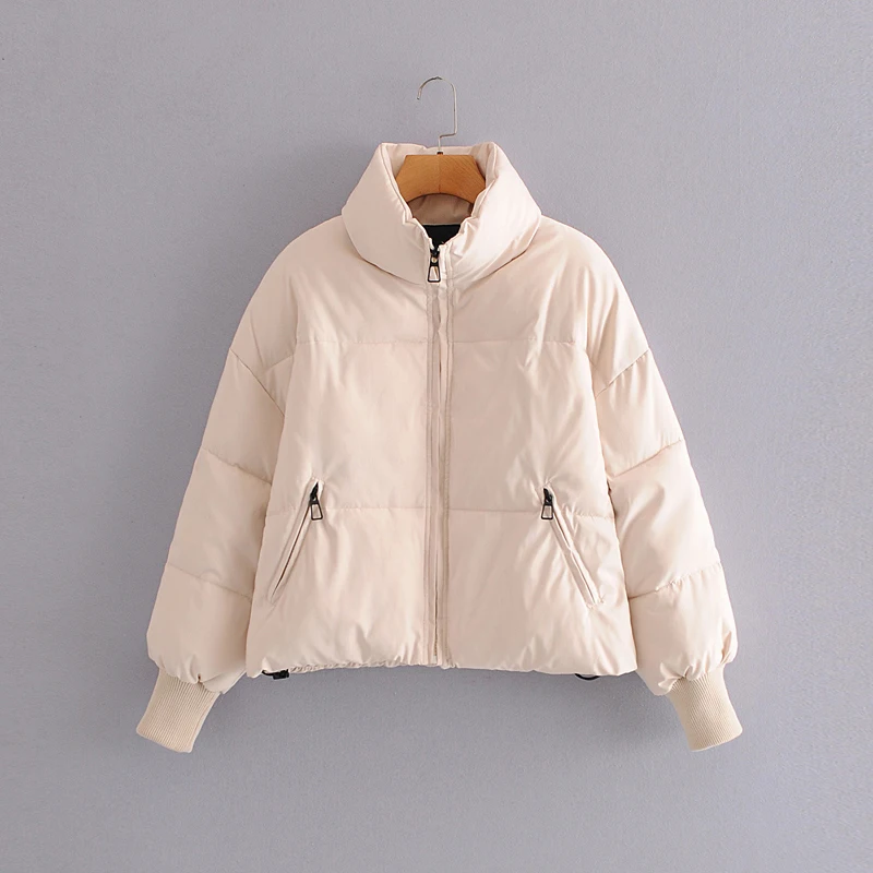 

Fashion Women Solid Short Coat Parkas Thick 2021 Winter Zipper Pockets Female Warm Elegant Coat Jacket For Lady
