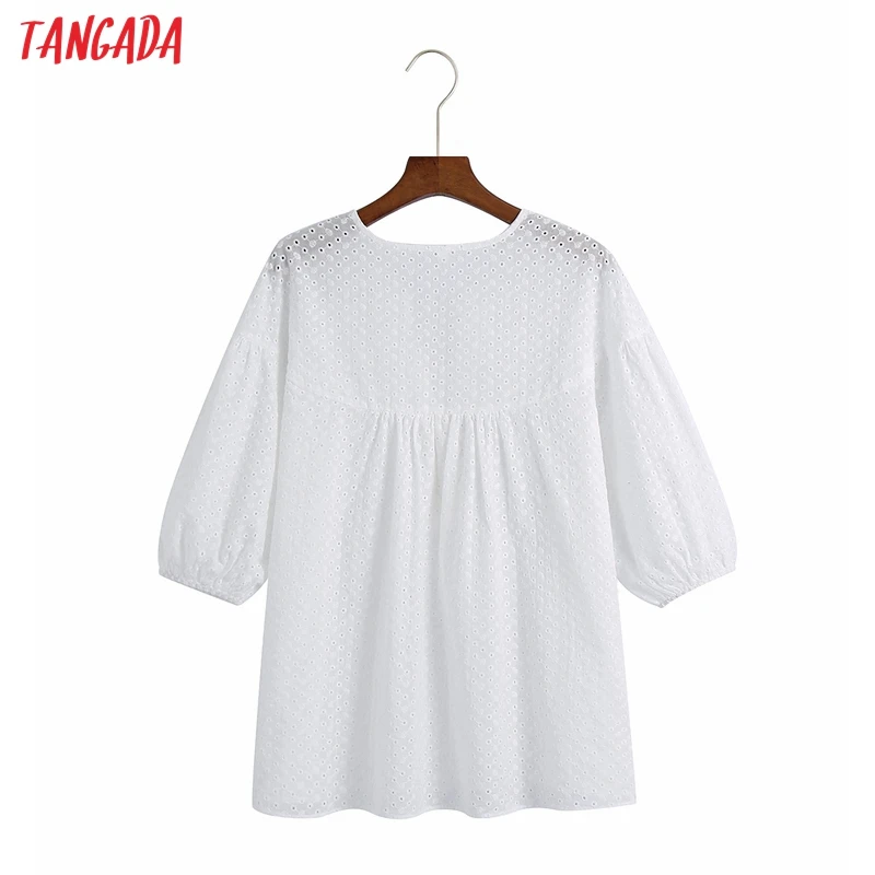 

Tangada Women Oversized Embroidery Romantic Cotton Blouse Shirt Short Sleeve 2021 Chic Female Shirt Tops 6Z99
