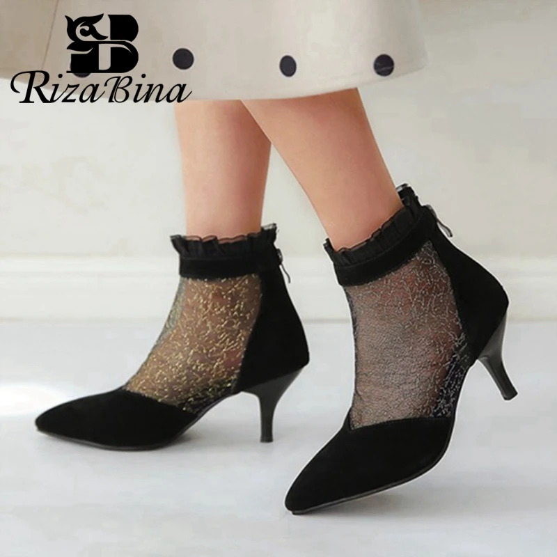 Ботильоны женские летние на молнии сзади с острым носком размер 32-43 | Обувь