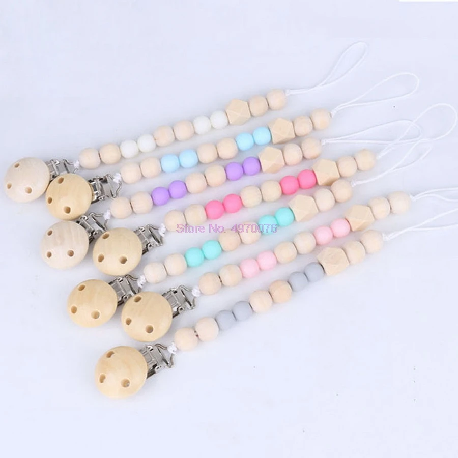 DHL 100 шт. деревянный детский зажим для соски держатель цепочки деревянные бусины