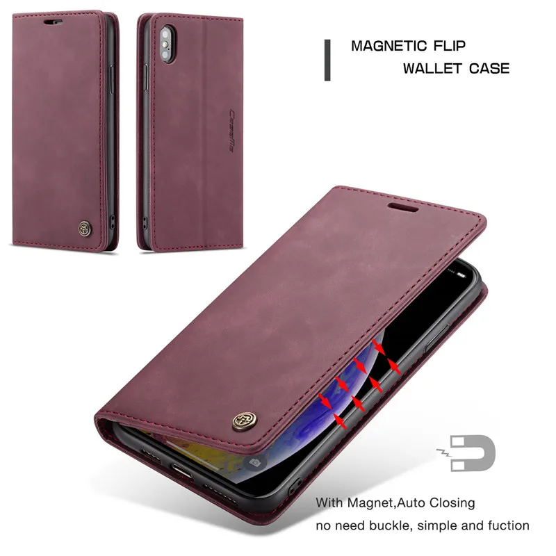 Магнитный чехол для IPhone 12 Mini 11 Pro Xs Max Xr 7 8 6 6s Plus 5 5s SE Матовый кожаный флип-кошелек