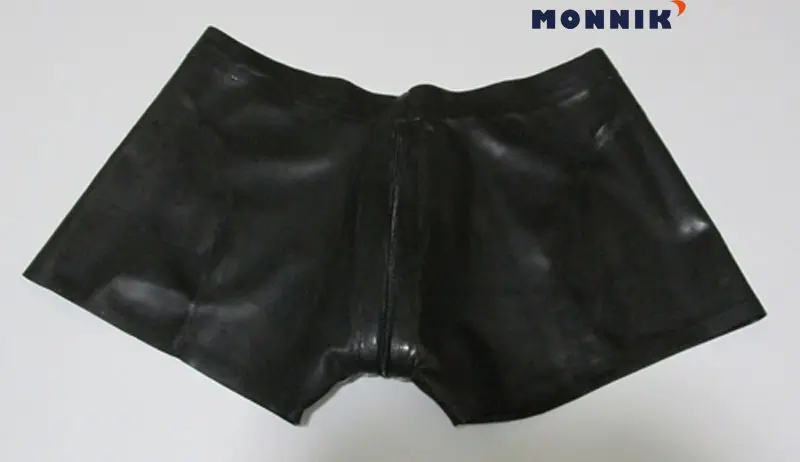 MONNIK latexSexy латексные мужские трусы боксеры на молнии резиновые шорты нижнее белье