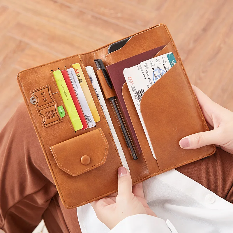 RFID Passport Wallet Long New Women Men PU Leather Wallet Ladies Hand Phone Bag Purse Slim Travel Card Wallet Vallet Wristlet