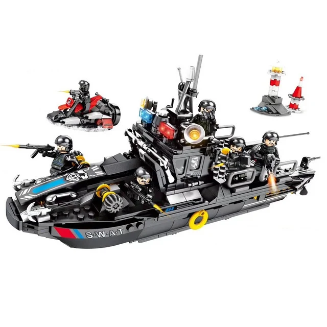 

102447 769pcs WW2 Army Military World War 2 SWAT War Boat ship Set Building Blocks Bricks Toys for children Birthday gifts