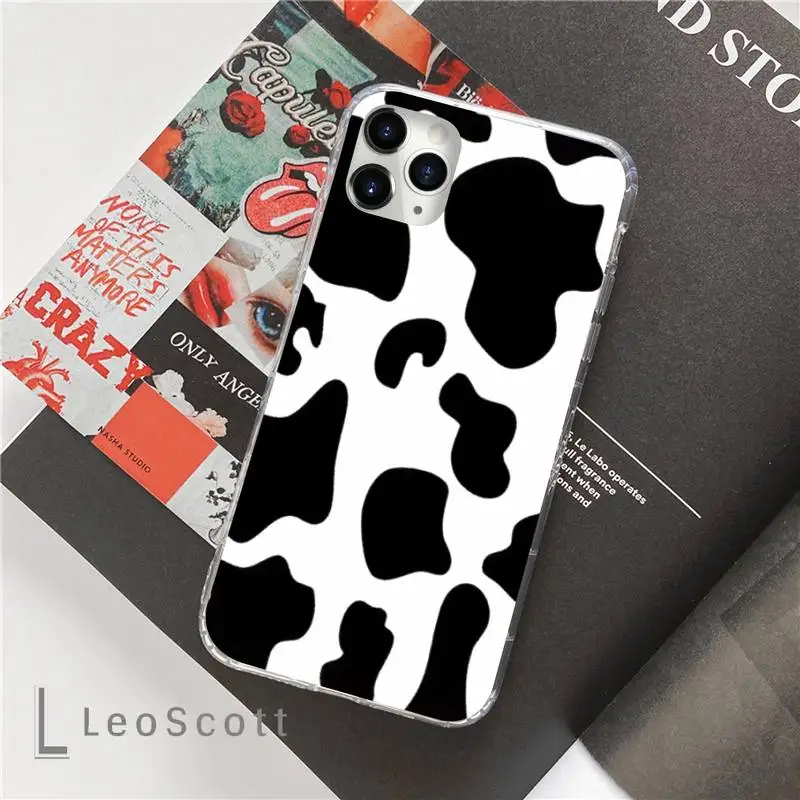 

White Black Cow Symbol Pattern Print Phone Case For iphone 12 5 5s 5c se 6 6s 7 8 plus x xs xr 11 pro max