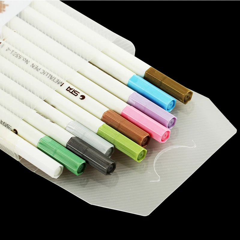 

10 pcs/lot STA Metallic Colored Ink Water Chalk Pen for Scrapbook Photo Album Drawing Watercolor Art Marker Gel Pens Stationery
