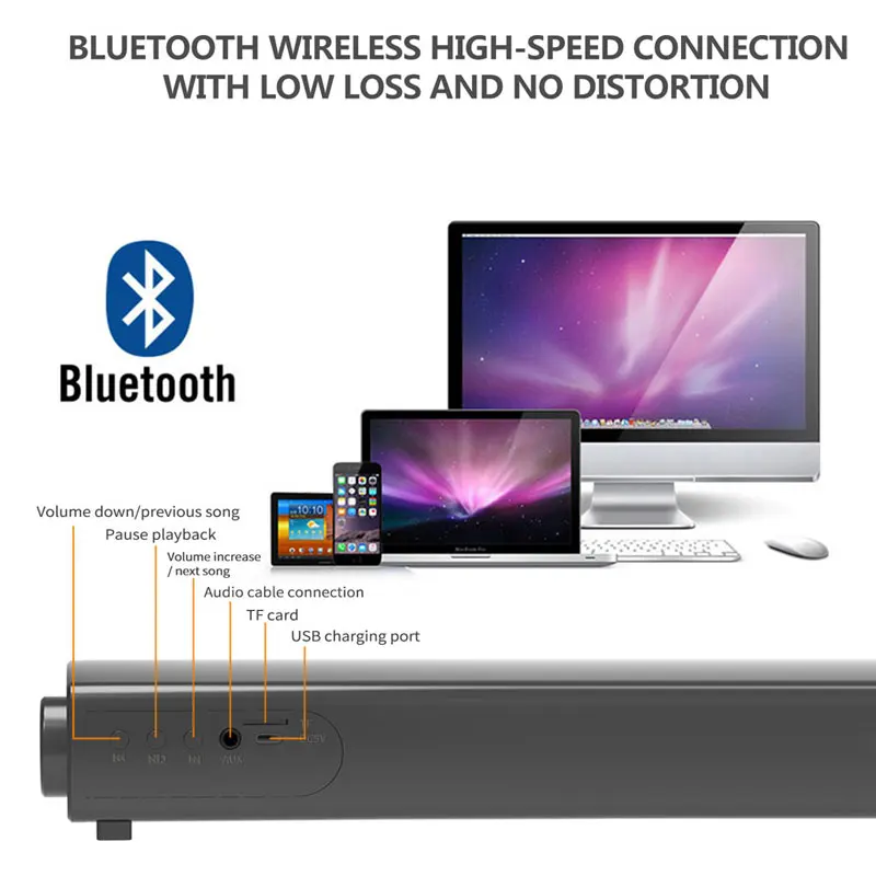 

Bluetooth 5.0 Speaker Portable Stereo Surround SubWoofer Remote Control Home Theater 3D Loudspeaker Wireless Mini Column forPCTV