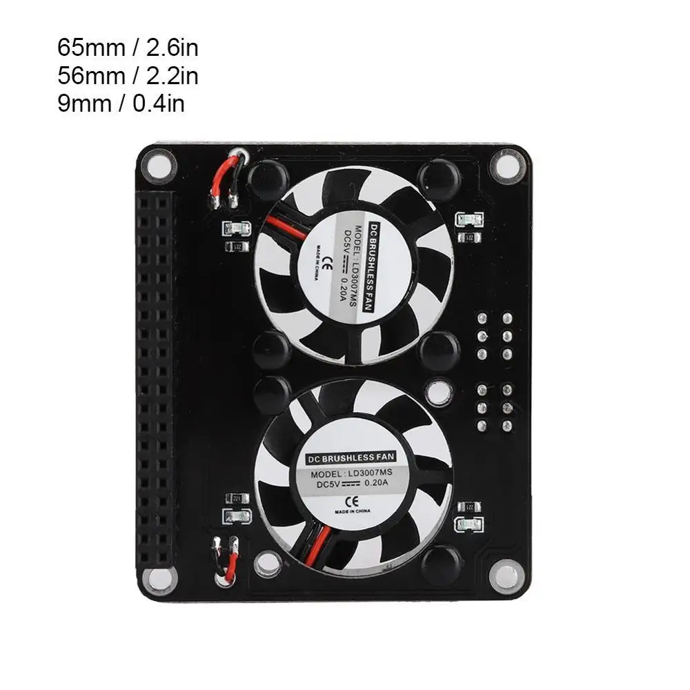 65x56x9 мм Мини двойной вентилятор охлаждения с удлинителем GPIO для Raspberry Pie 4B/3B +/3B/3A