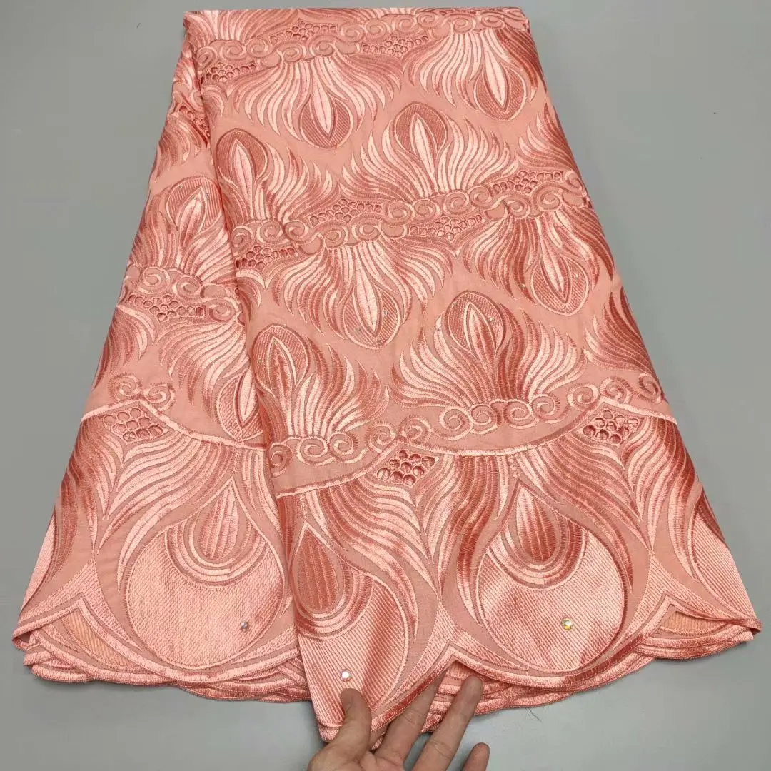 

Fashion Pink Soft Swiss Voile 100% Cotton Lace Fabric Embroidery African Swiss Dry Lace Fabric For Dress 5yards TY628-4
