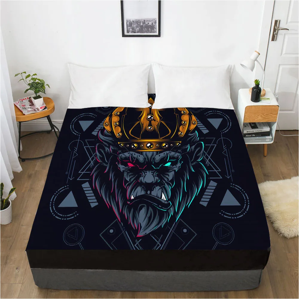 

3D Mattress Fitted Cover Bedspread Fitted Sheet Linens Bed Sheets Bedsheet Animal Design Tiger Black 180x200cm Home Tetile