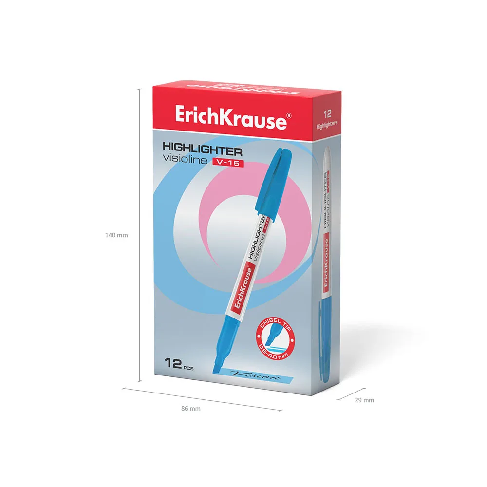 Текстмаркер ErichKrause Visioline V 15 цвет чернил желтый зеленый розовый оранжевый