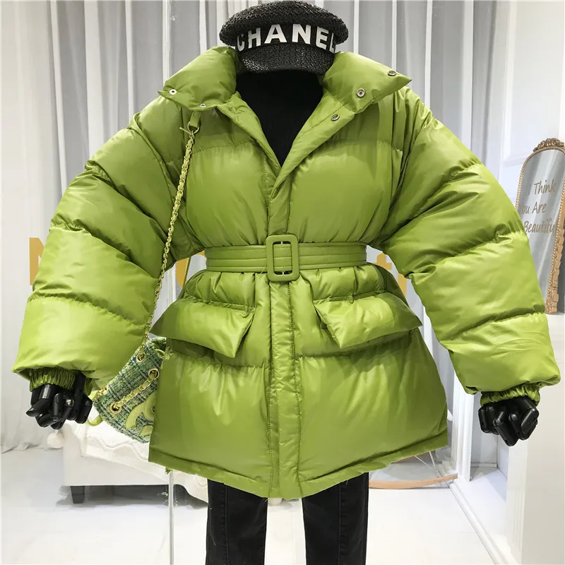 Толстая хлопковая зимняя куртка для женщин Abrigos Mujer Invierno Sustans женские пальто Теплые с регулируемой талией Модные Зеленые