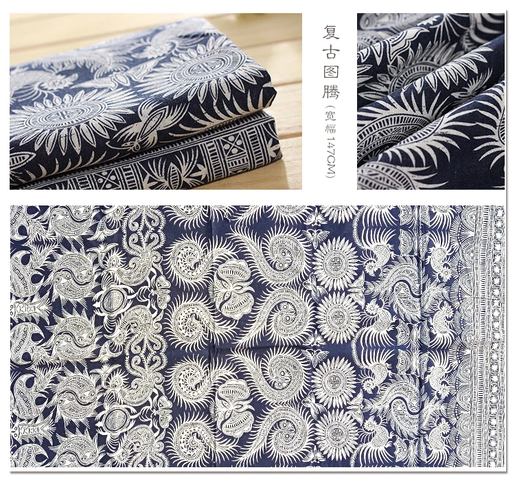 Печатные хлопково льняная ткань для пошива Винтаж собственноручных лоскутного