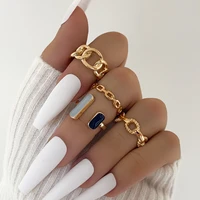 sindlan 4pcs vintage chain gold rings for women simple charms geometric set female kpop fashion jewelry gift anillos mujer bauge