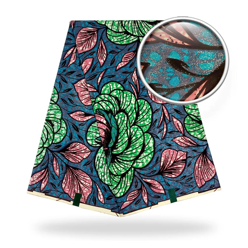 

Африканская восковая ткань с принтом в виде золотого порошка CS, 6 ярдов, материал Анкары, 100% хлопок, нигерийская ткань, настоящий батик для же...