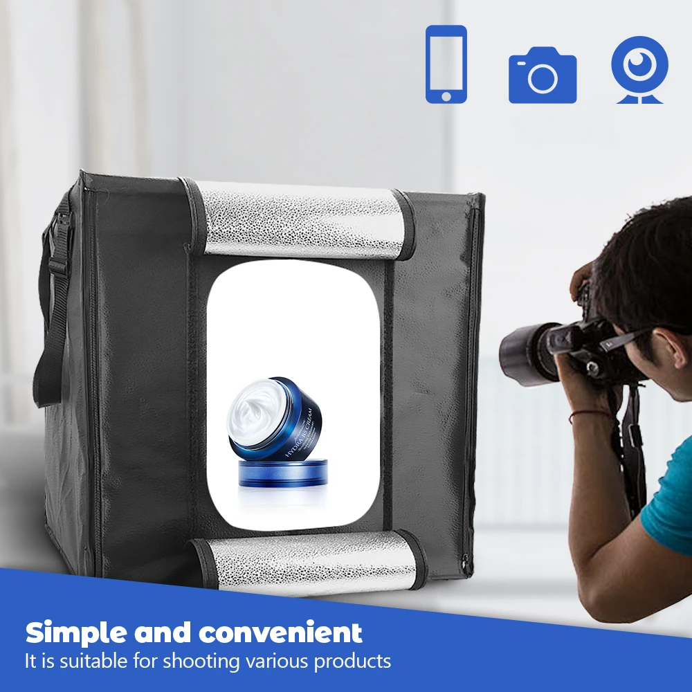 

Лайтбокс 40/50/60 см, складной софтбокс, мини фотостудия, фотография, фотобокс, палатка для съемки, набор, фотофон