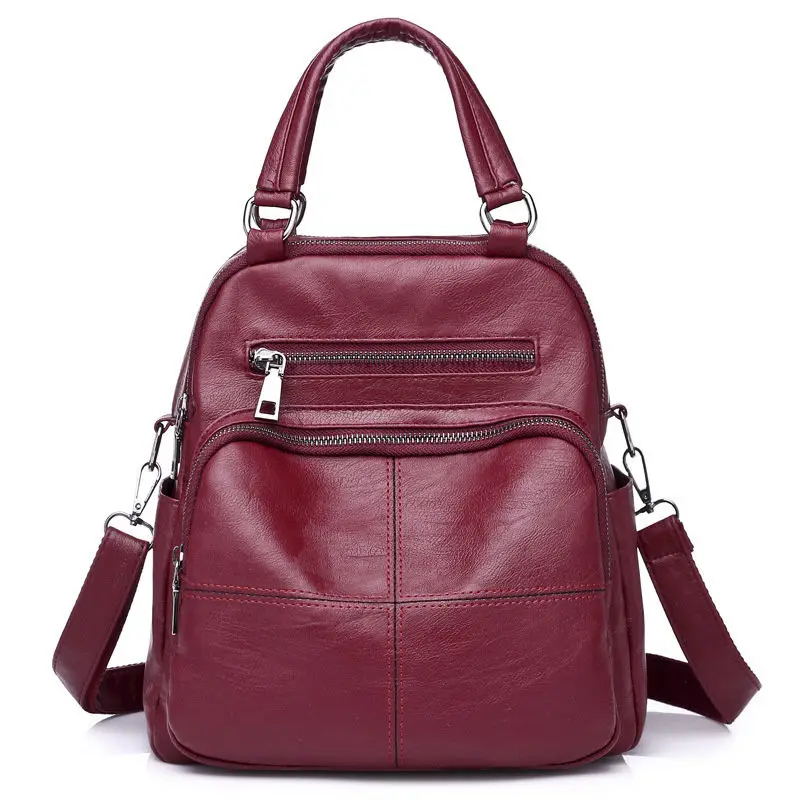 

PU Ladies Leather Backpacks Teenage Girl School Bags Fashion Women Backpack Retro Lady High Quality Business Bag Laptop Backpack