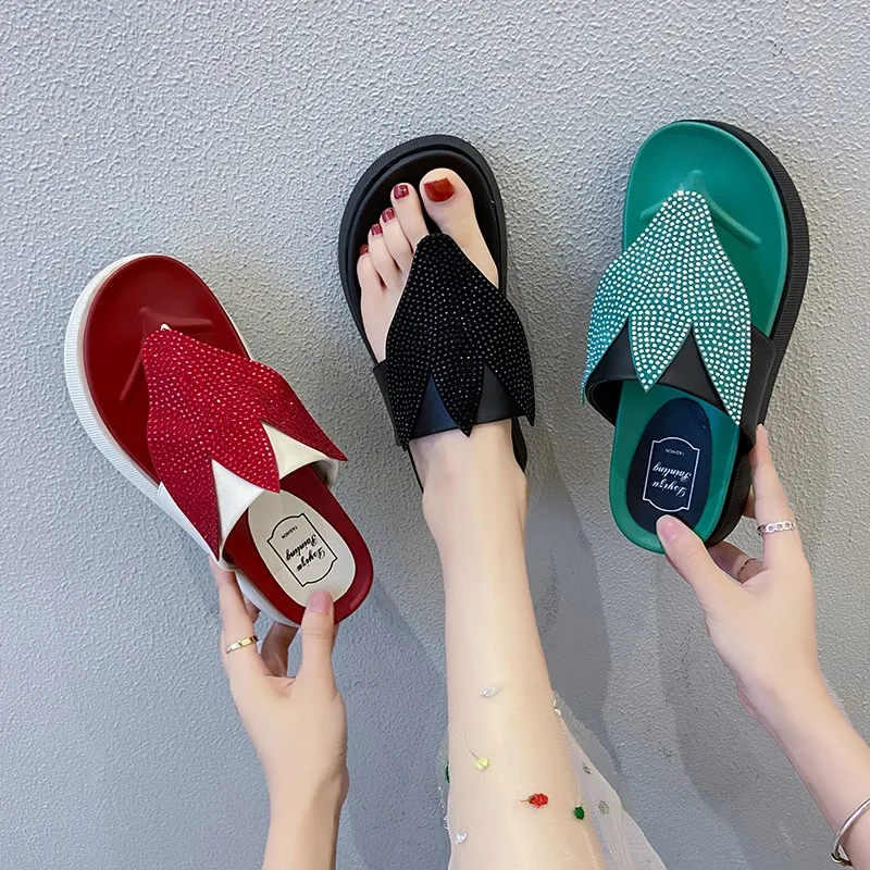 

Slippers Women 2021 New Summer Casual Thick Sole Increased Outdoor Beach Slippers Wild Fashion Flip Flops Female Non Slip Slides