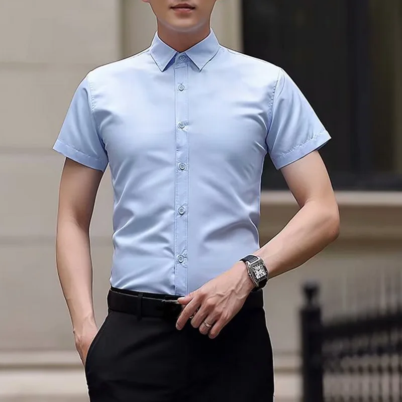 CYSINCOS 2020 Новая Модная хлопковая рубашка с коротким рукавом Однотонная