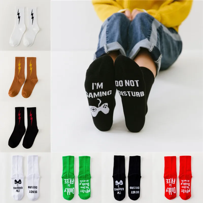 

Unisex Fashion Cool Lightning Pattern Socks Vintage Skateboard Cotton Socks Art Funny Harajuku Couple Socks Hipster New Arrival