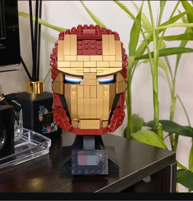 

In Stock 50015 480Pcs Compatible Movies Build Iron Man Helmet Building Blocks Magical Personality Kids Christmas Gift