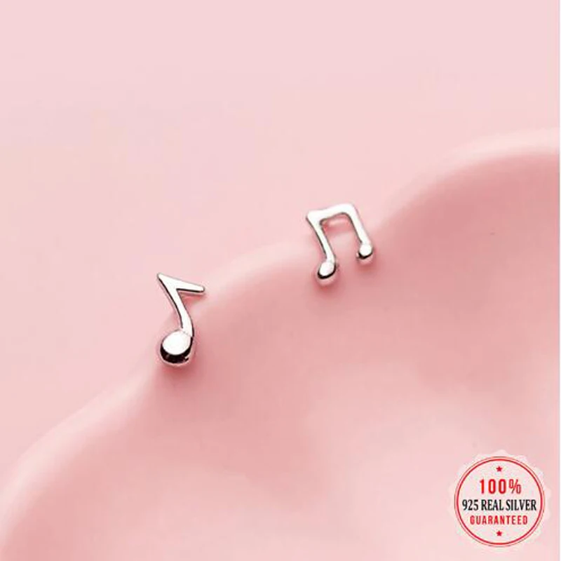 

925 стерлингового серебра Крошечные Асимметричная в виде нот, серьги со шпилькой, для женщин, Свадебная вечеринка S925 ювелирные изделия DA1033