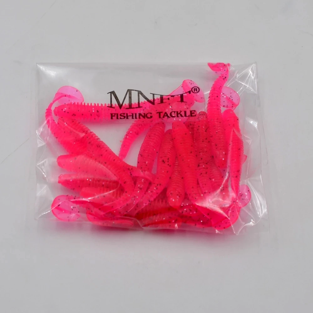 

MNFT 25Pcs Pesca Artificial Lure Lifelike Worm Fishing Lure Soft Crank Bait 0.6g/4.5-5cm Simulation T-tail Fishing Worm Swimbait