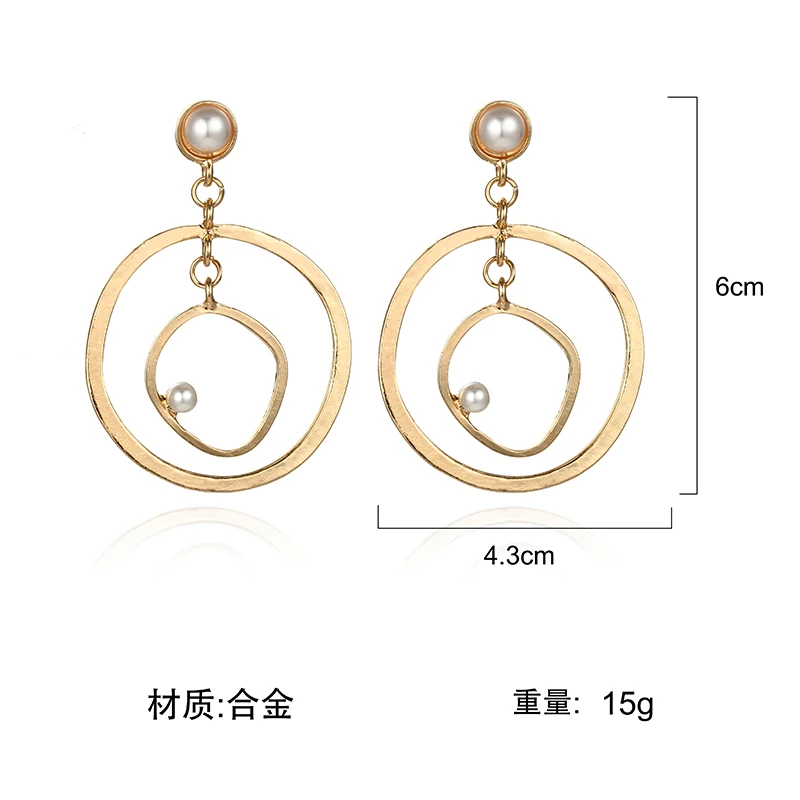 Корейские трендовые уникальные жемчужные серьги геометрические Золотые Большие