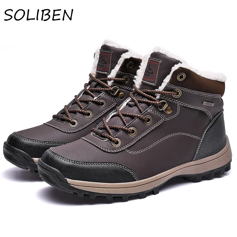 

SOLIBEN Men Boots Men's Winter Shoes Fashion Snow Boots Shoes Winter Sneakers Ankle Men Shoes Winter Boots Outdoor Hiking Shoes