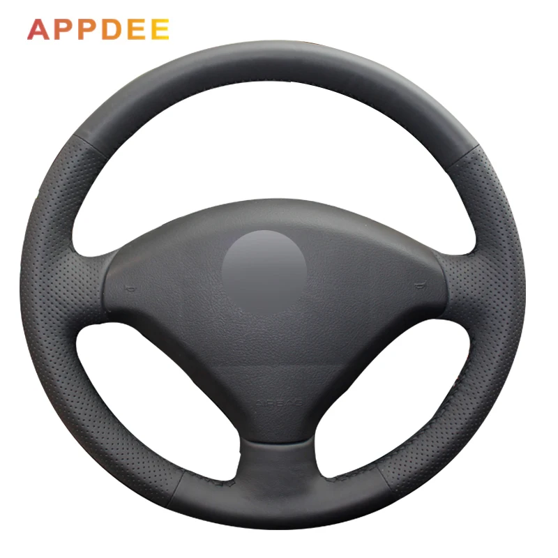 APPDEE черная искусственная кожа Чехол рулевого колеса автомобиля для Peugeot 307|car steering