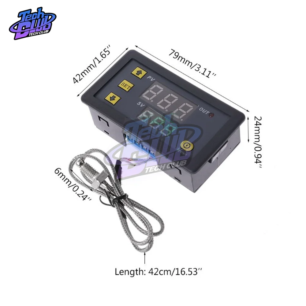 

-60 -500 LED Digital Temperature Controller Meter K Type Thermocouple M6 Probe Sensor Embedded Thermostat AC 220V/DC 5V/12V/24V