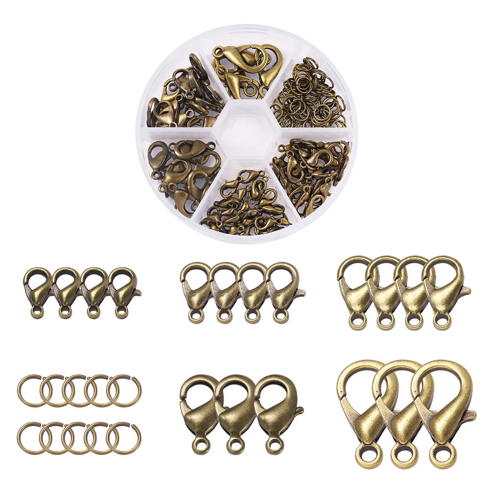 1 коробка застежки и переходные кольца из сплава с карабином набор золотых