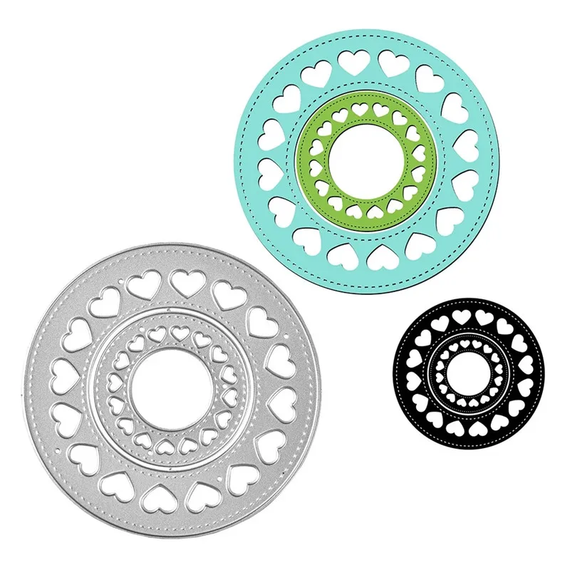 DiyArts вложенные сшитые сердца круглая рамка металлические режущие штампы DIY