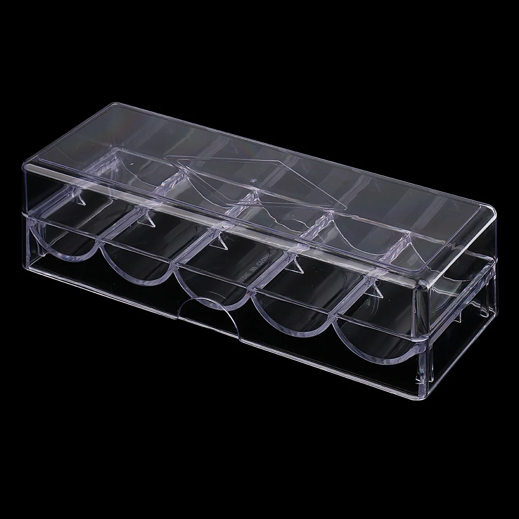 

100 Chips Acrylic Storage Tray Case Container with Cover 8.26 x 3.14 x 2.28inch