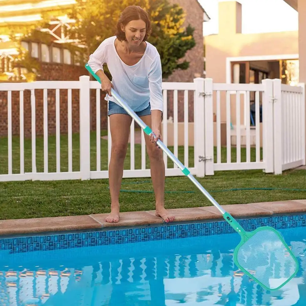 

Swimming Pool Shallow Water Leaf Fishing Net Adjustable Telescopic Rod Skimmer Leaf Garbage Cleaning Net Cleaning Tool