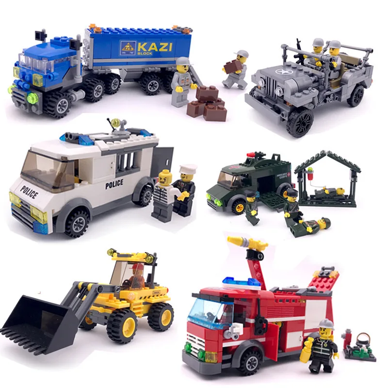 

City Police Series Engineering Truck Educational Building Blocks Toys Compatible Mini Bricks Figures for Children Boys New Year